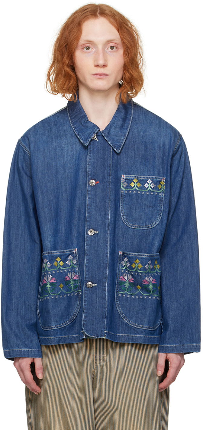Jakna YMC YMC Embroidered Denim Chore Jacket Modra | P5WAC