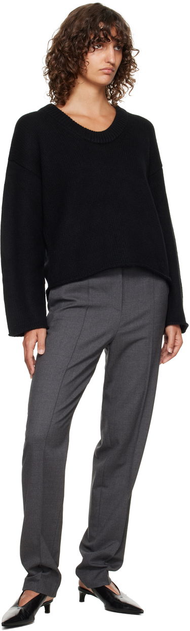 Pleteni pulover Loulou de Saison Loulou de Saison Derry Plunging U Neck Sweater Črna | DERRY, 3