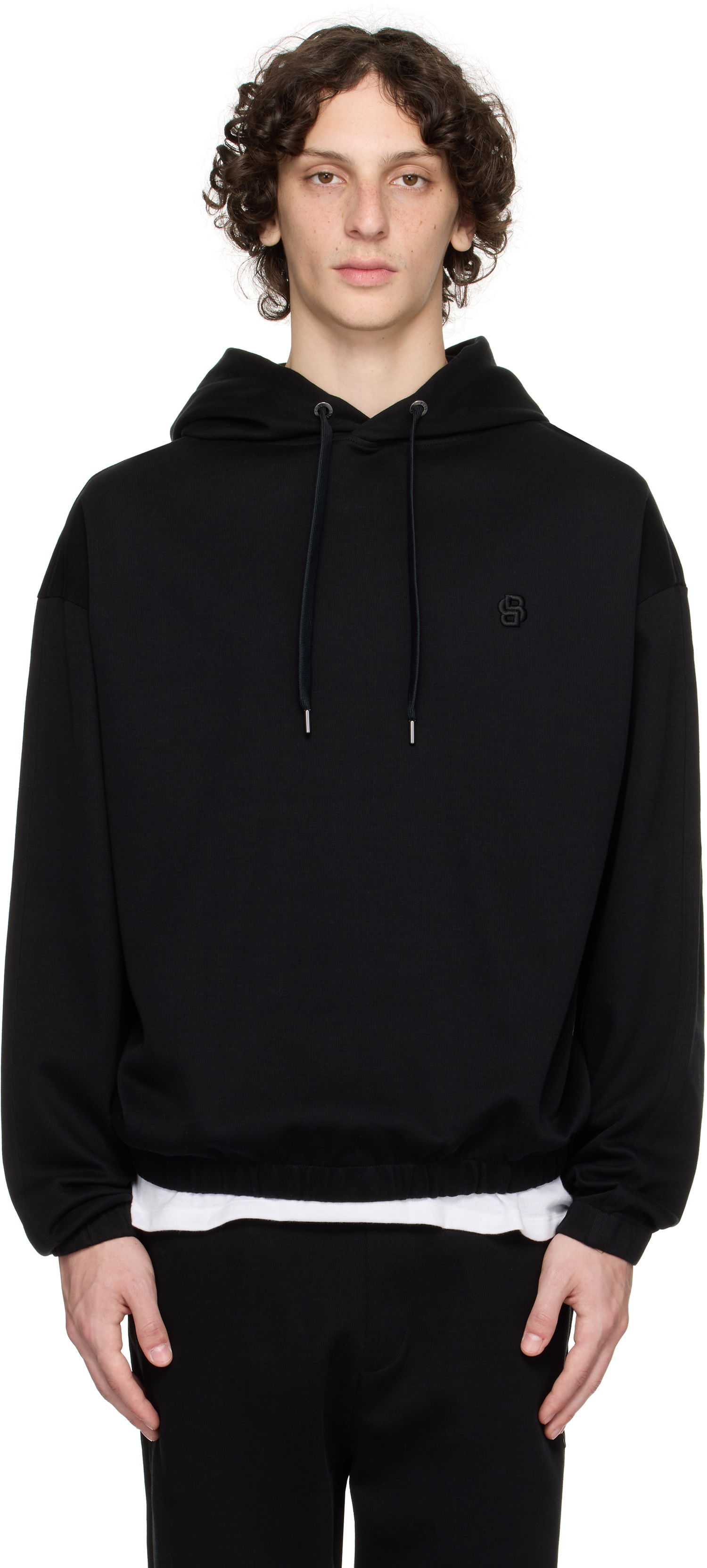 Pulover BOSS BOSS Relaxed-Fit Mercerized Cotton Hoodie Črna | 50544099, 0