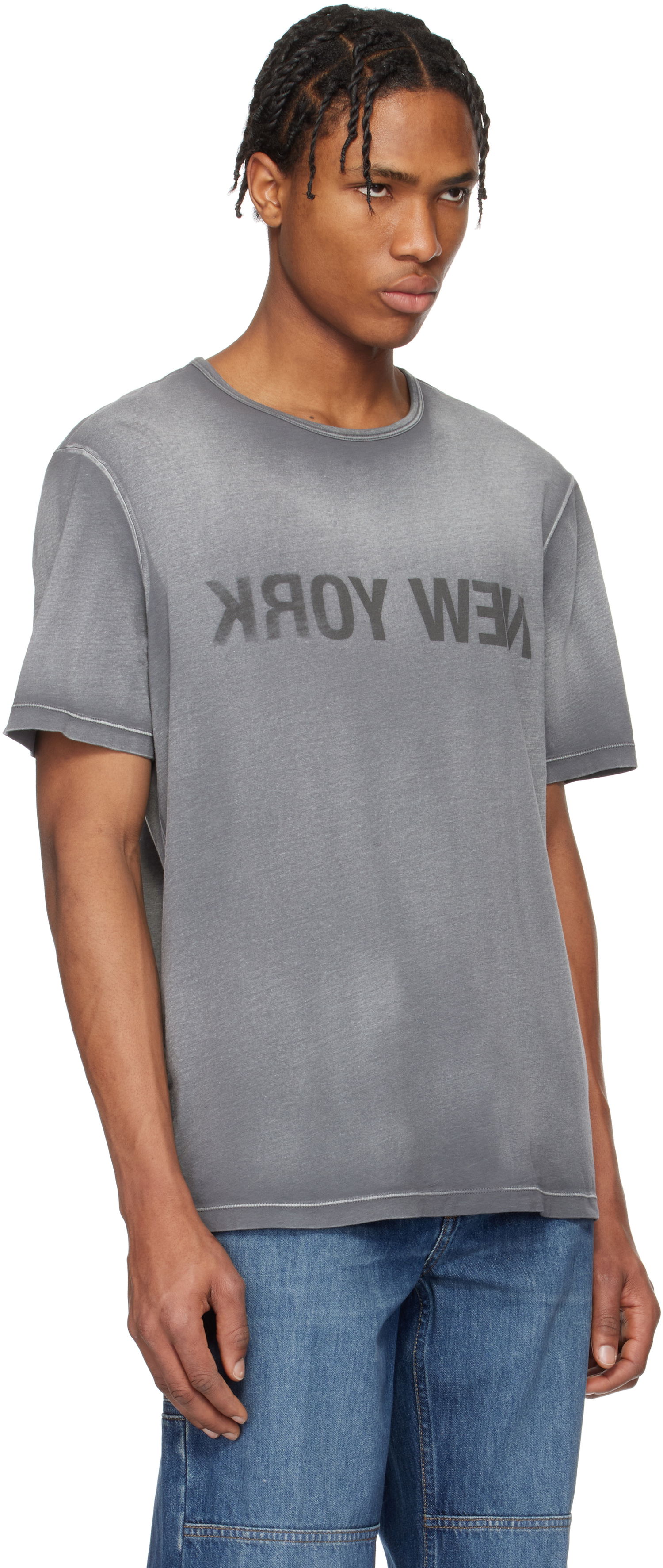 Majica Helmut Lang Helmut Lang Garment-Dyed 'New York' Tee Siva | O10HM508, 1
