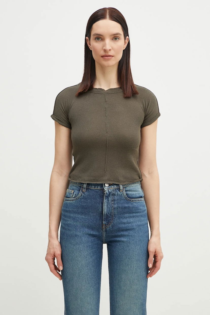 Krop-top Ottolinger Ottolinger Deconstructed Linen T-Shirt Zelena | 105.101106.01