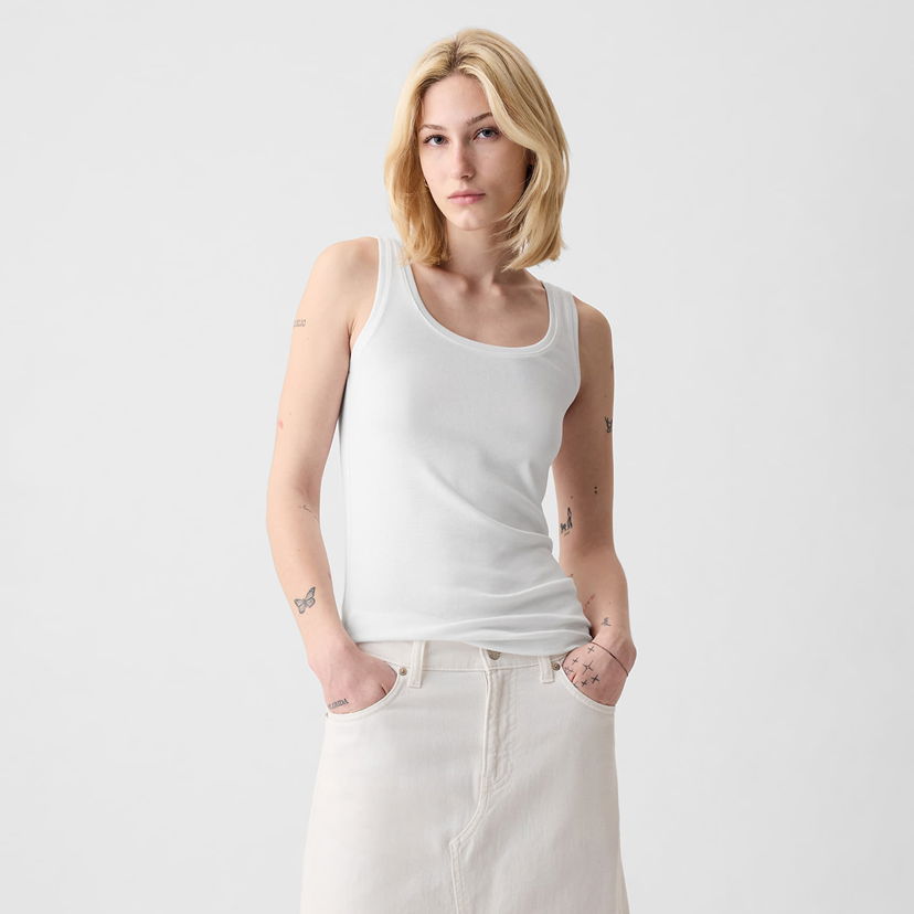 Majica brez rokavov GAP Modal Tank Fresh White Bela | 540670-02
