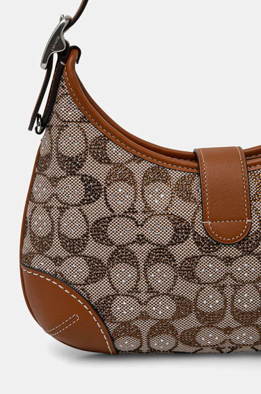 Torba za čez ramo Coach Brown Signature Embellished Canvas Shoulder Bag Rjava | CW654, 2