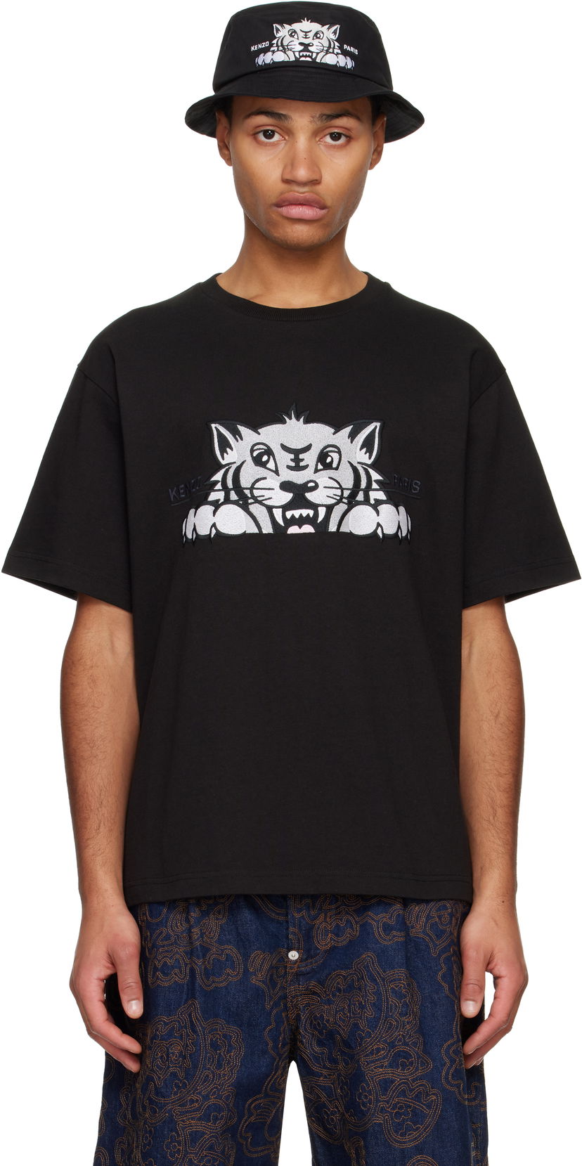 Majica KENZO Happy Tiger Embroidered T-Shirt Črna | FF55TS5264SI
