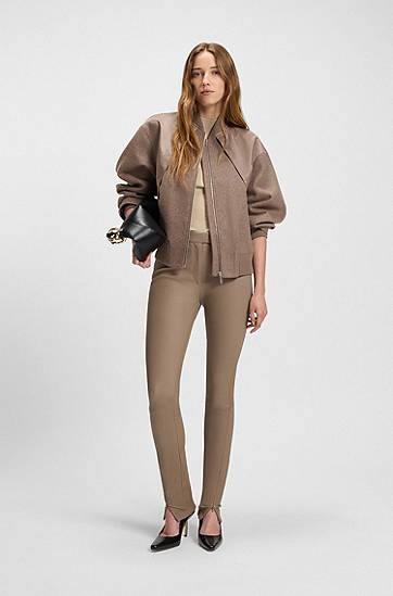 Bomber jakna BOSS BOSS Mixed-Fabric Bomber Jacket Rjava | 50543411, 1