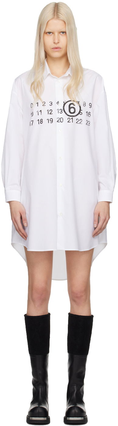 Obleke Maison Margiela MM6 Numeric Minidress Bela | S52CT0780 S47294