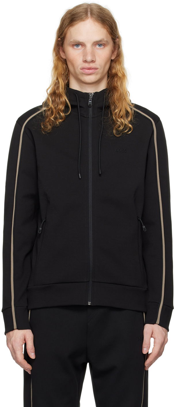 Pulover BOSS Logo-Embossed Hoodie Črna | 50523912