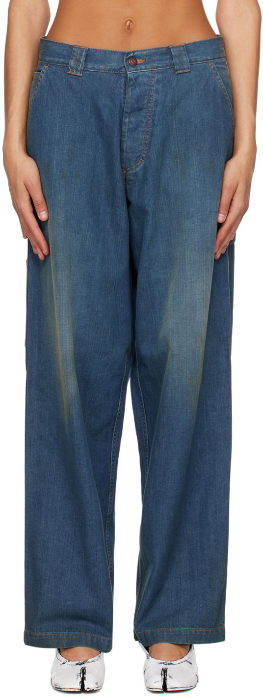 Kavbojke Maison Margiela Faded Denim Wide-Leg Jeans Modra | S51LA0171 S30876