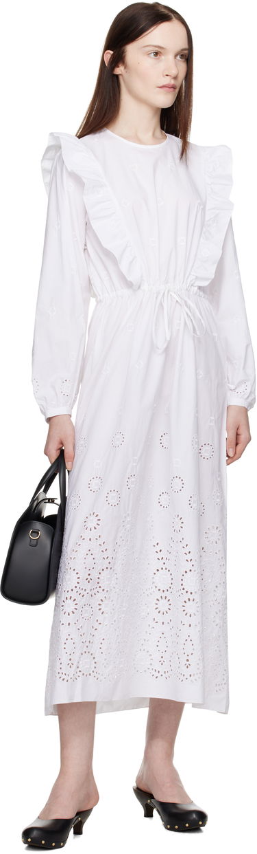 Obleke A.P.C. A.P.C. Ginger Eyelet Ruffle Midi Dress Bela | COHFF-F35154, 3