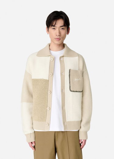 Pleteni pulover AXEL ARIGATO Beige Patchwork Knitted Cardigan Bela | A3066002, 2