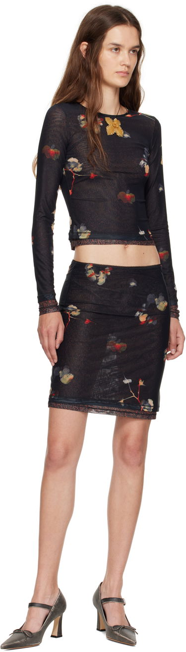 Krila Eckhaus Latta Eckhaus Latta Duet Floral Print Miniskirt Črna | 1402-EL-PF25-BP -, 3