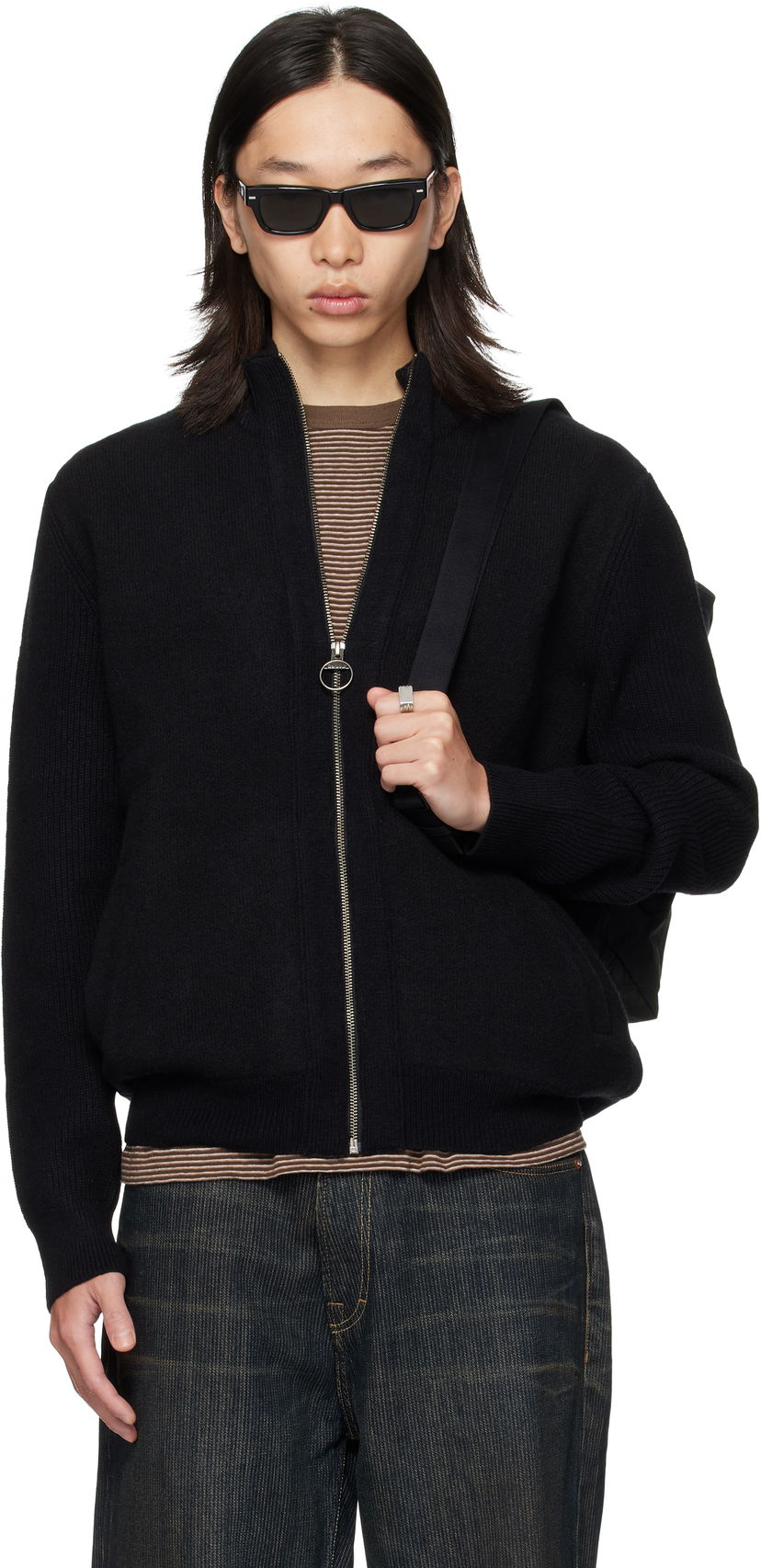 Pleteni pulover Barbour Barbour Milburn Zip Cardigan Črna | MKN1661BK31