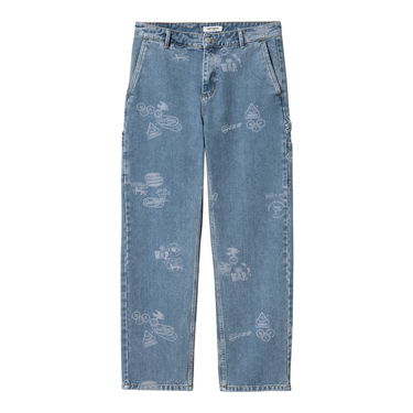 Kavbojke Carhartt WIP Stamp Print Bleached Denim Pants Modra | I033742_9, 5