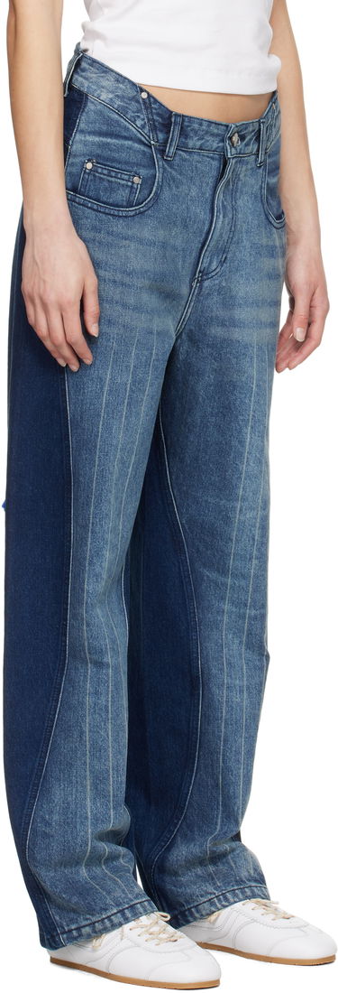Kavbojke ADER ERROR ADER error Two-Tone Pinstriped Jeans Modra | BO01SSJE0104BL, 4