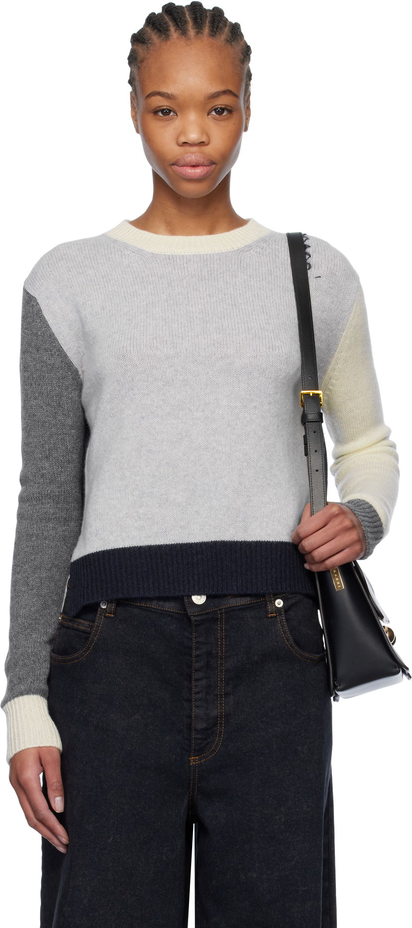 Pleteni pulover Marni Marni Color Block Cashmere Sweater Siva | GCMD0585Q0 UFX385