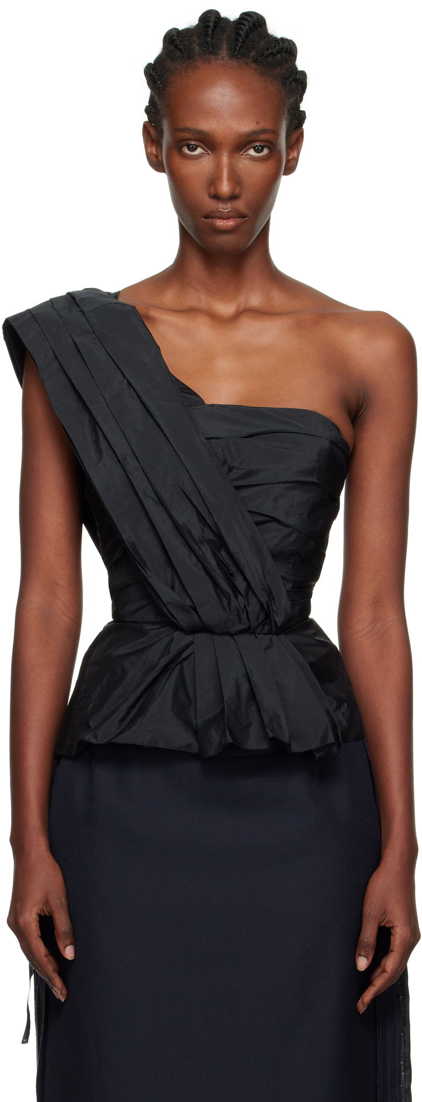 Majice in brezrokavniki Maison Margiela Maison Margiela Pleated One-Shoulder Top Črna | S51NC0629 M35350