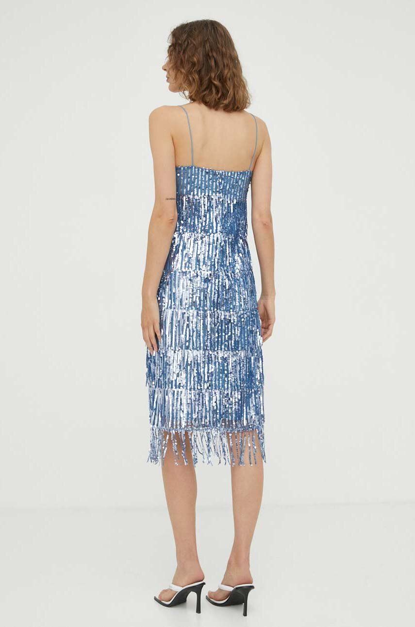 Obleke Samsoe Samsoe Sequin Mini Dress Modra | F23200093, 1