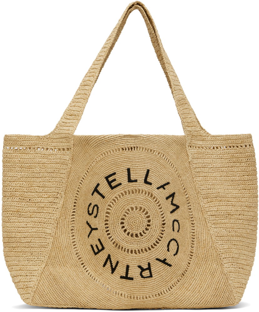 Tote bag Stella McCartney Stella McCartney Logo Raffia Tote Bag Bež | 7B0084WP0375