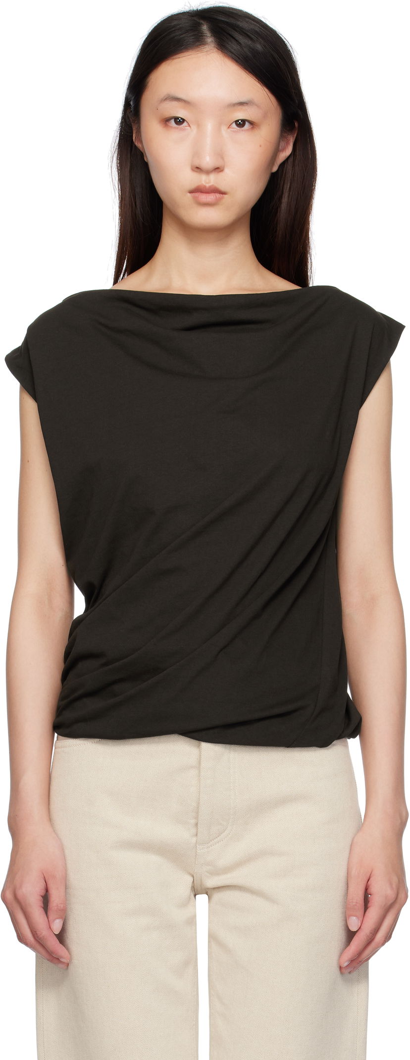 Majica brez rokavov Baserange Baserange Turn Draped Tank Top Črna | TOTUT-RC-SU25