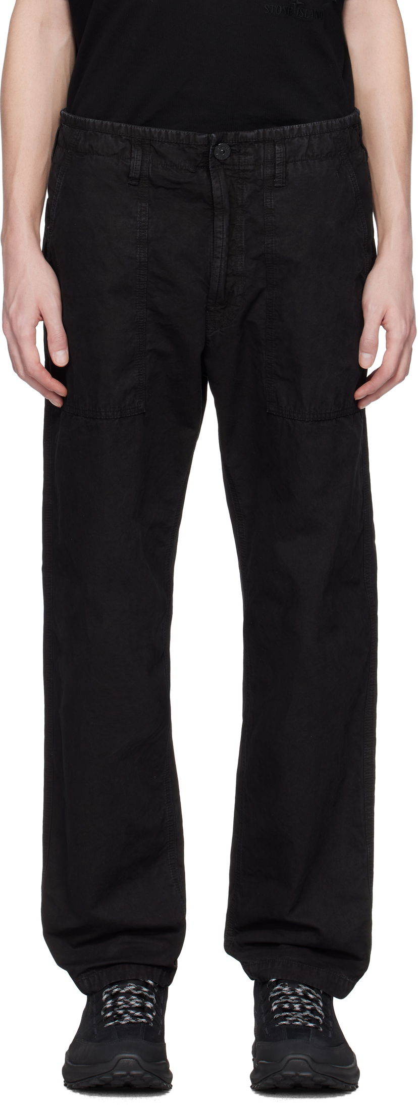 Cargo hlače Stone Island Stone Island Brushed Organic Cotton Canvas Old Effect Trousers Črna | K1S15 3100023 S00WA