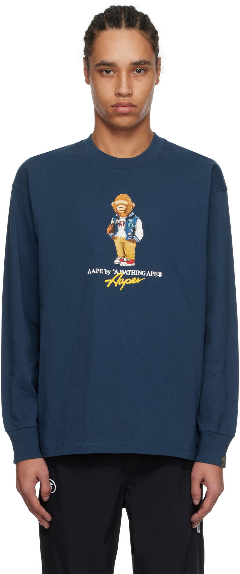 Majica AAPE by A Bathing Ape AAPE by A Bathing Ape 'AAPE Theme AAPER' Long Sleeve T-Shirt Mornarica | AAPLTM1610XXNNYX