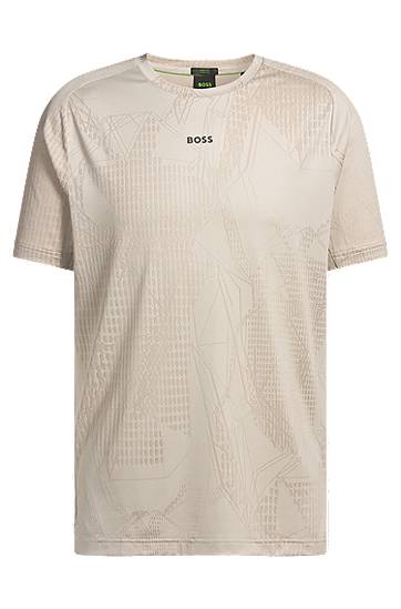 Majica BOSS BOSS Active Jacquard-Pattern T-Shirt with Moisture Management Bež | 50537755