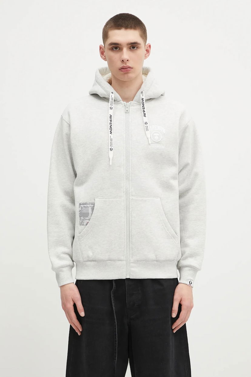 Pulover AAPE by A Bathing Ape AAPE Now Zip Up Hoodie Siva | AAPSWMB332XAN