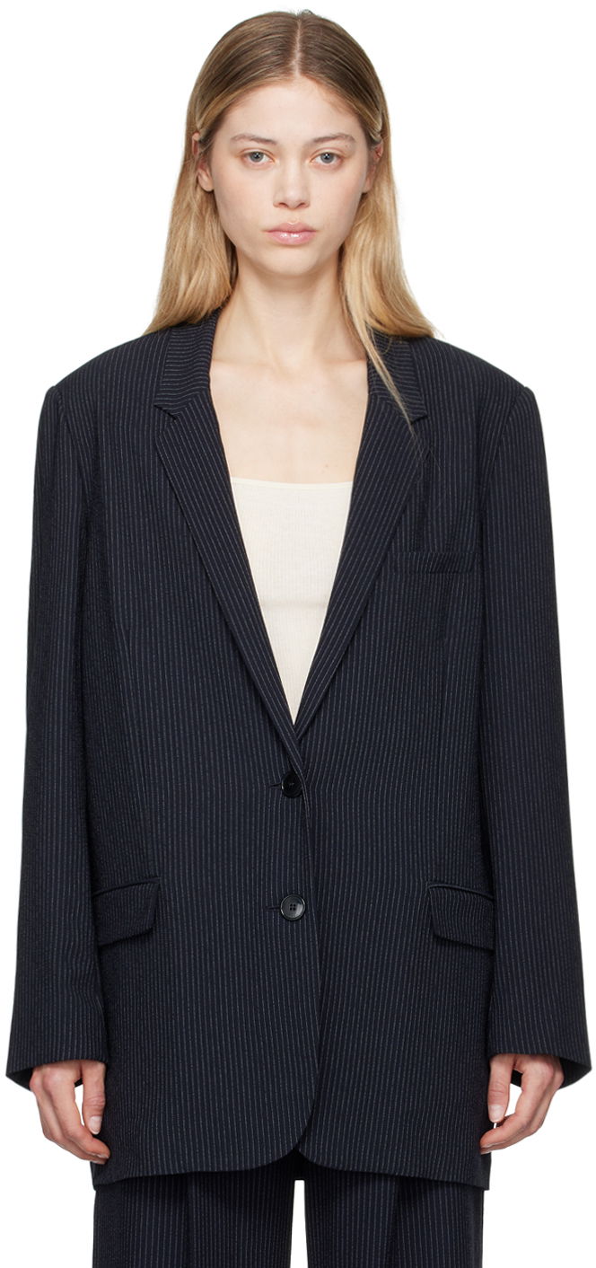 Jakna ISABEL MARANT Pinstriped Single-Breasted Blazer Modra | VE0367FA-B3F01I