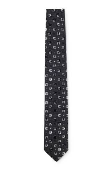Pasovi BOSS Silk-Blend Patterned Tie Črna | 50550511