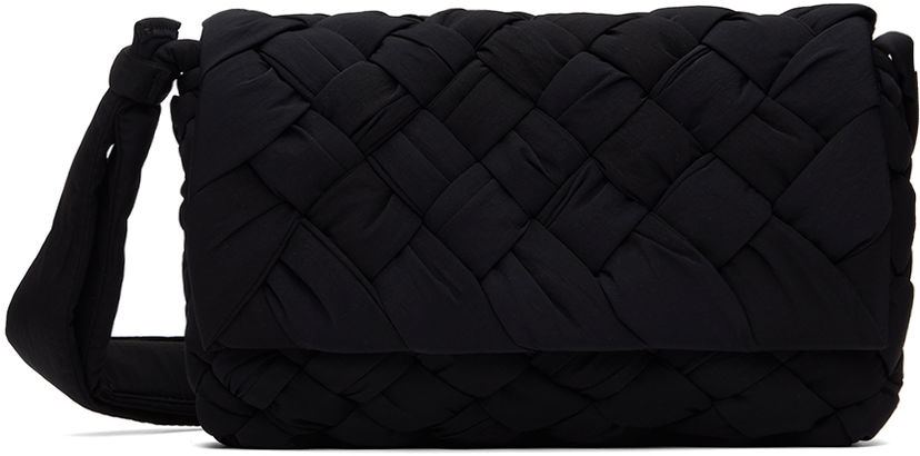 Torba za čez ramo Bottega Veneta Bottega Veneta Small Rumple Messenger Bag Črna | 795498-V4GE1-8803