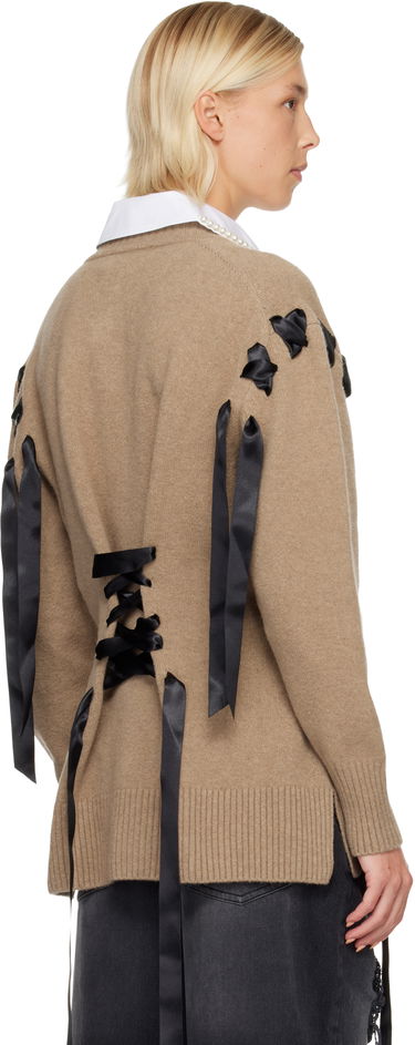 Pleteni pulover Simone Rocha Simone Rocha Sculpted Ribbon Corset Cardigan Bež | LMK8 0660, 2