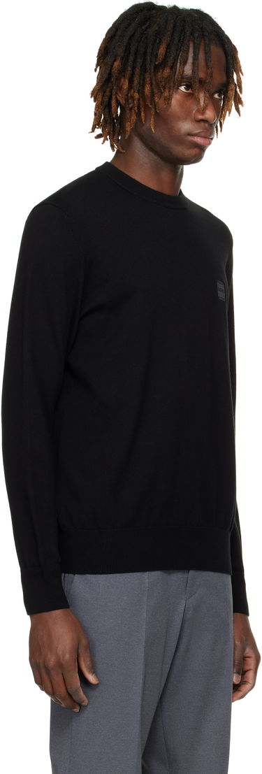 Pleteni pulover BOSS BOSS Cotton-Cashmere Regular-Fit Sweater Črna | 50527583, 1