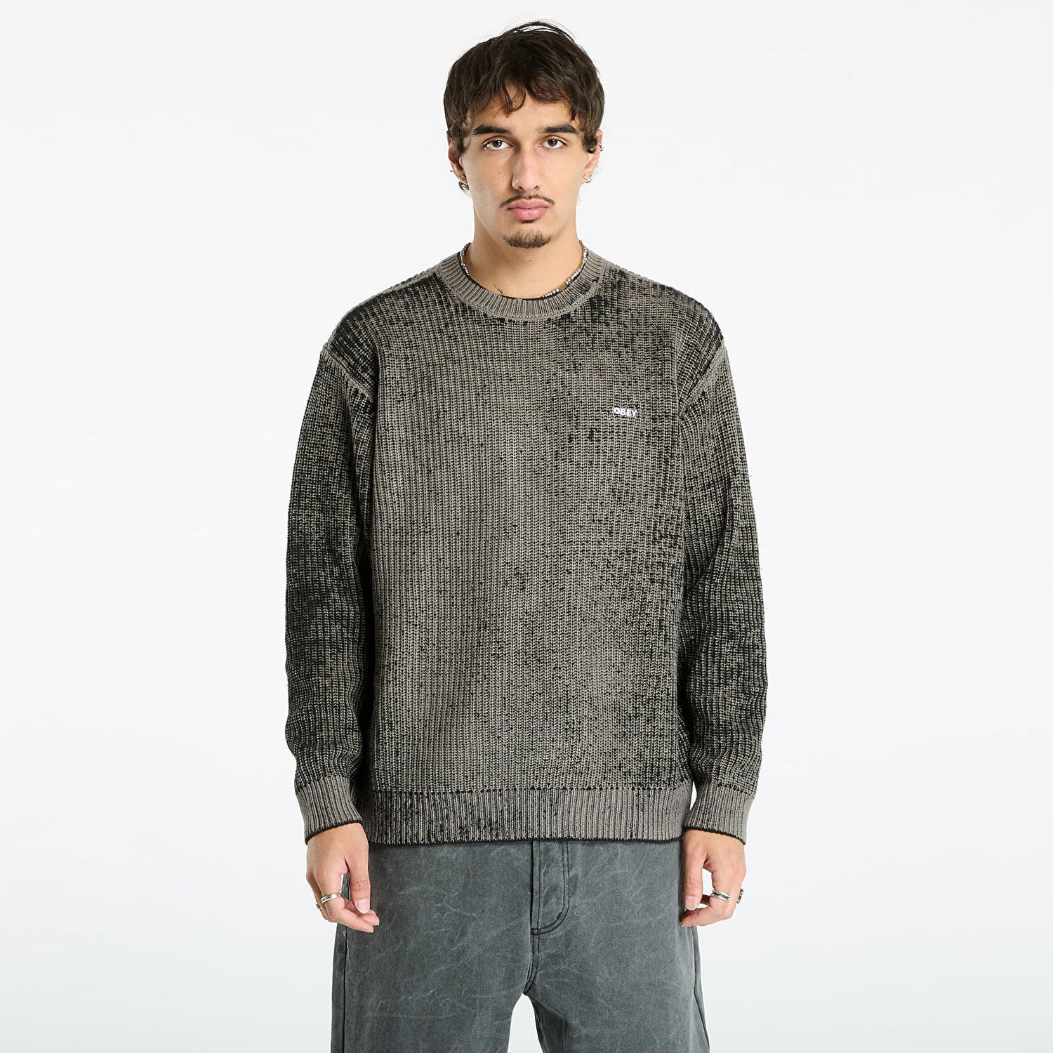 Pleteni pulover OBEY OBEY Spray Effect Sweater Siva | 151000109-BKM, 0