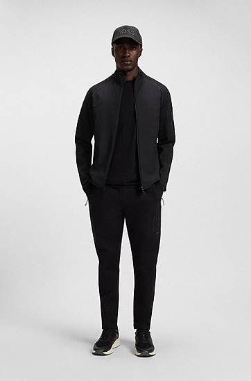 Pulover BOSS Regular-Fit Zip-Up Sweatshirt with Reflective Details Črna | 50543906, 1