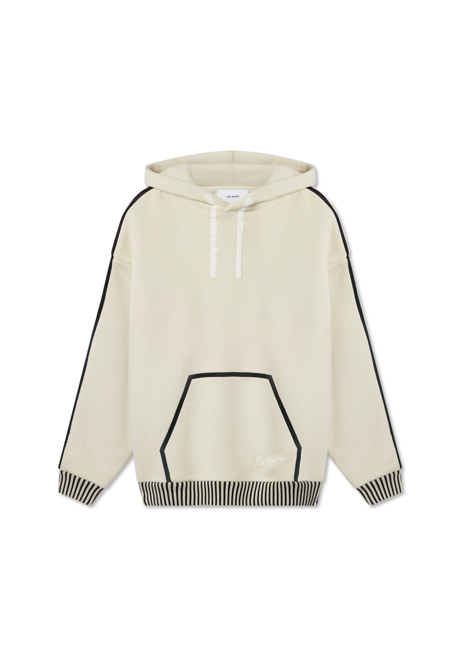Pulover AXEL ARIGATO Relaxed-Fit Hoodie with Striped Trim Bež | A2974003, 1