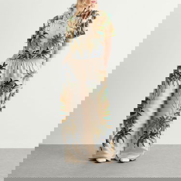 Hlače AMIRI AMIRI Paradise Printed Wide-Leg Pants, Size Large Bež | AWPACA1021-900, 4