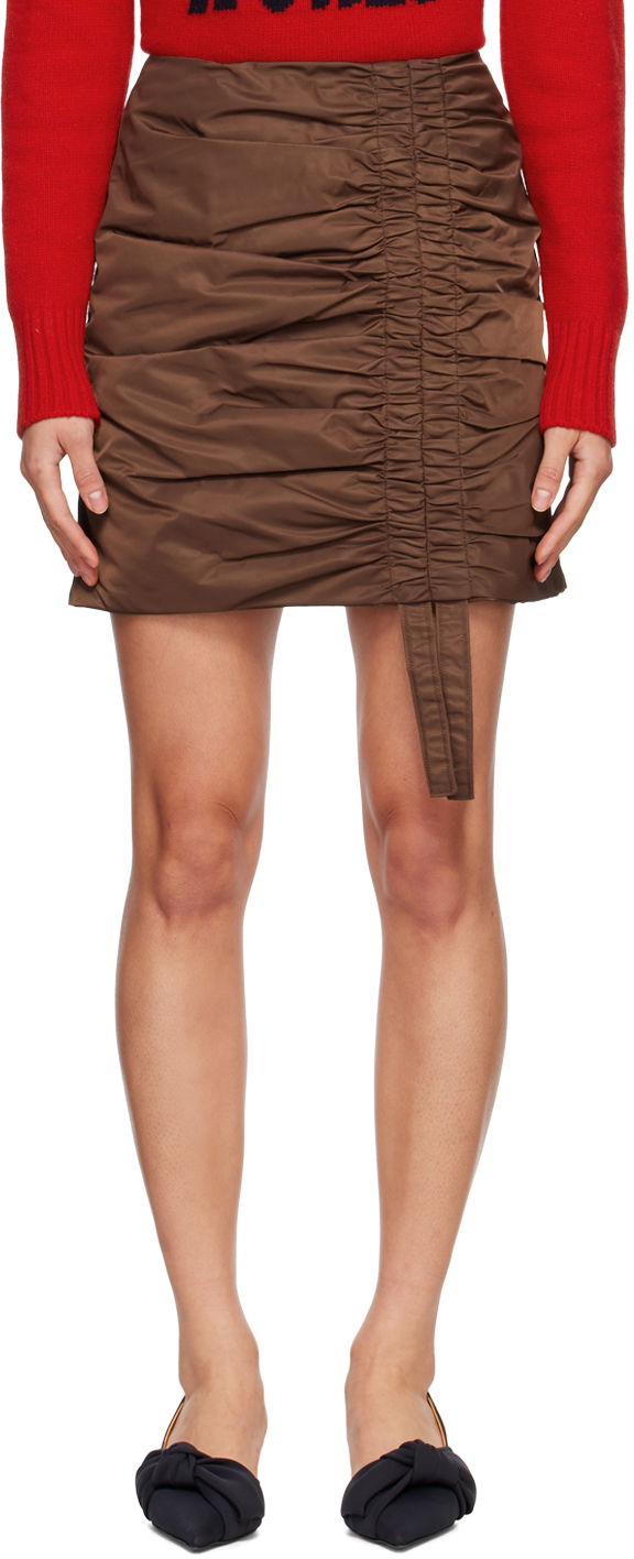 Krila GANNI GANNI Ruched Mini Skirt Rjava | F7373