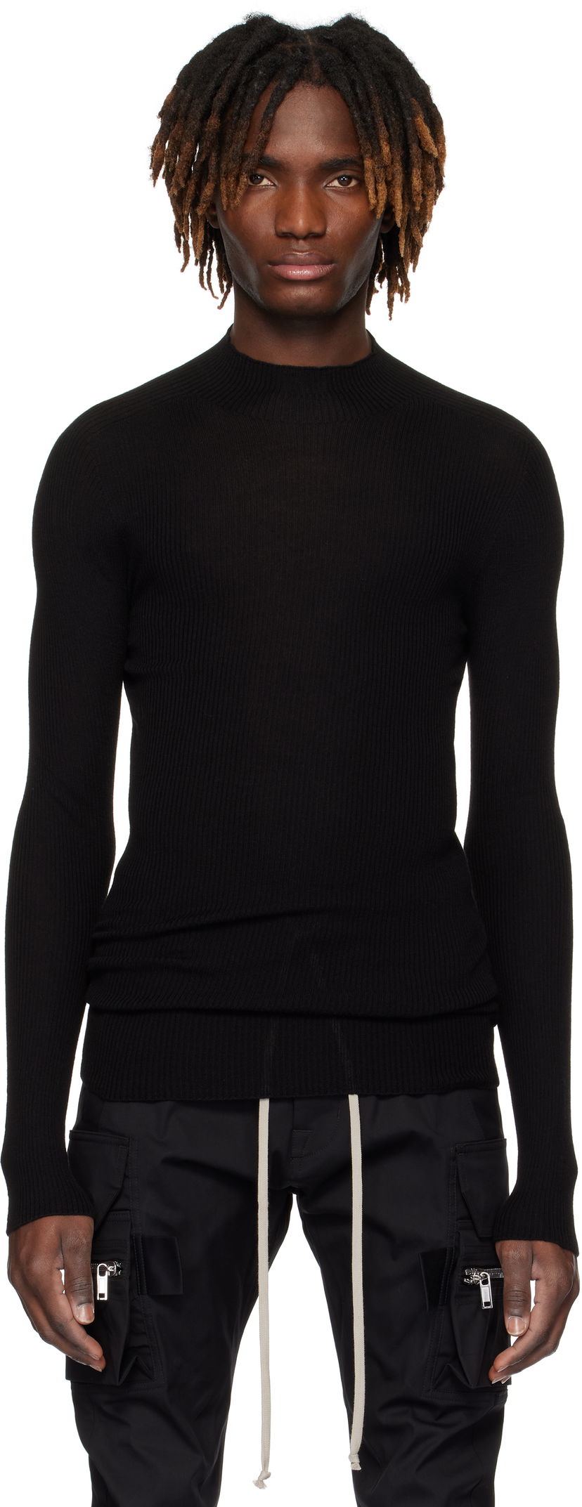Pleteni pulover Rick Owens Rick Owens Hollywood Ribbed Sweater Črna | RU01E5638 RIBM