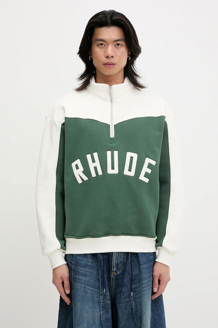 Pulover Rhude RHUDE Monaco Quarter-Zip Sweatshirt Zelena | RHSS25SW01012