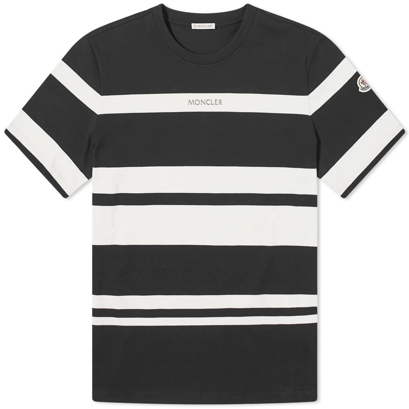 Majica Moncler Stripe Logo T-Shirt Črna | 8C000-55-89AHZ-P90