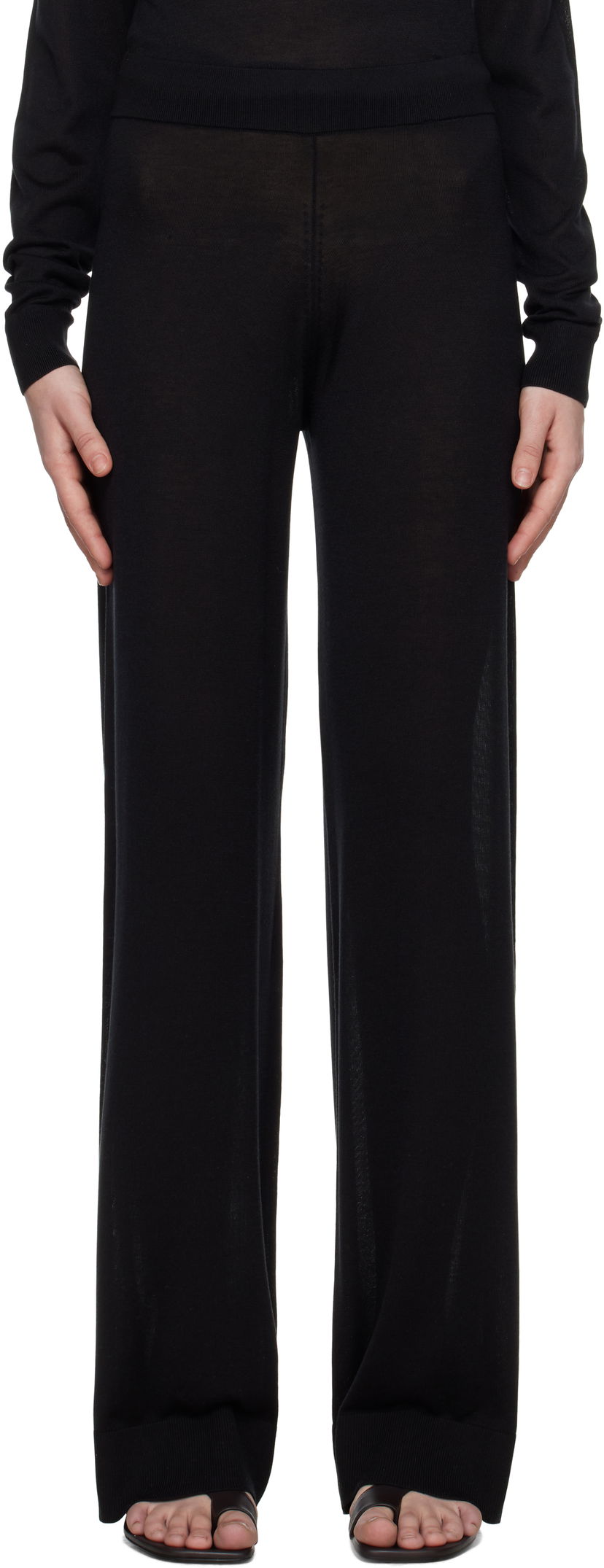 Hlače TOTEME TOTEME Wide Knit Trousers Črna | 252-WRB0258-YA0151