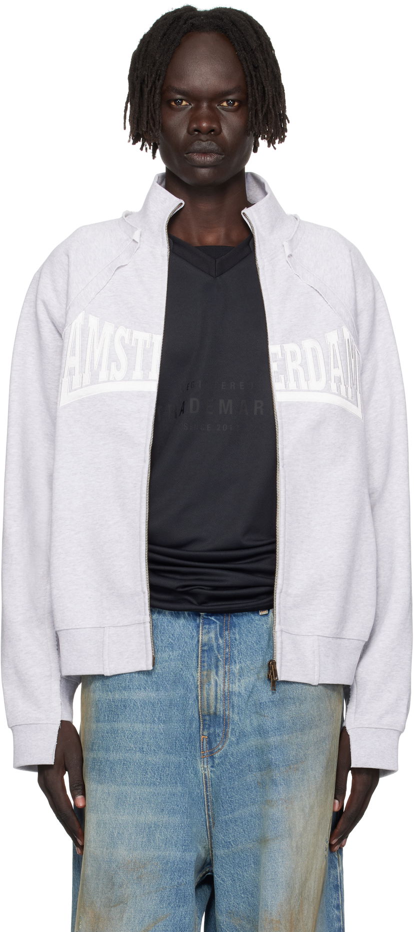 Pulover VETEMENTS Vetements 'Amsterdam' Zip-Up Sweatshirt Siva | UH76ZU760GG