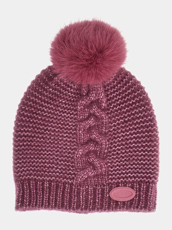 Beanie GUESS Pom-Pom Beanie Bordo | AW9975WOL01, 0