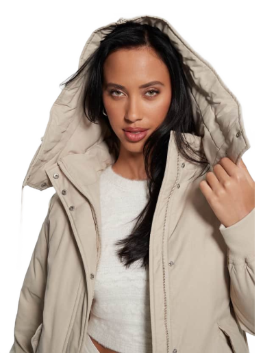 Puhovka GUESS Hooded Long Bež | W3BL77WFVW0