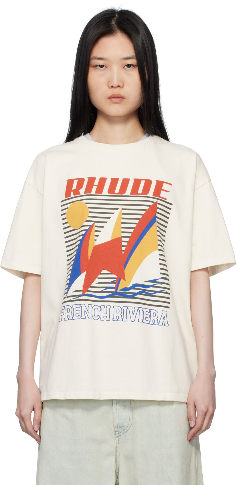 Majica Rhude Rhude Poster Print T-Shirt Bež | RHPS25TT10012