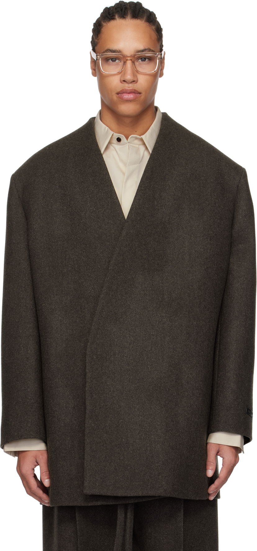 Plašči Fear of God Fear of God Collarless Coat Rjava | FGE260-603HCT