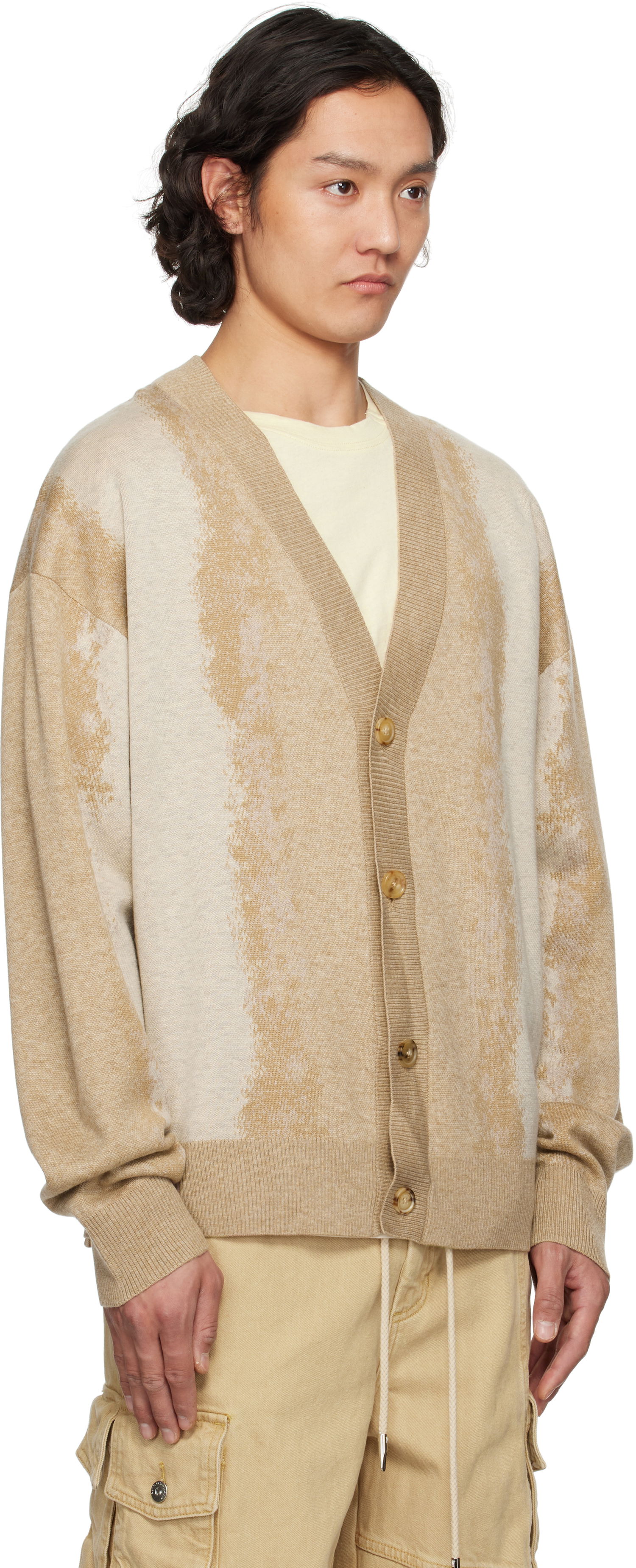 Pleteni pulover Feng Chen Wang Feng Chen Wang Gradient Jacquard Cardigan Bež | FUS19KT08K, 1