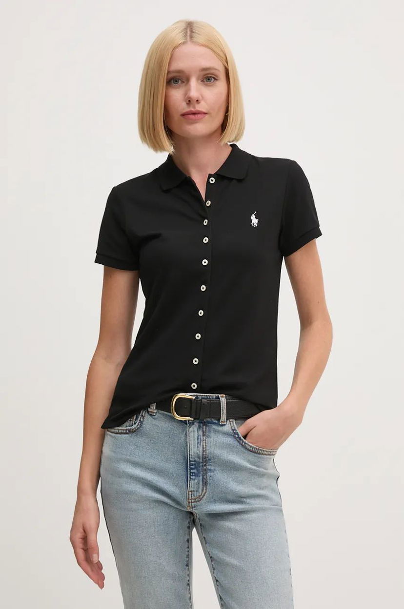 Polo majica Polo by Ralph Lauren Polo Shirt Buttoned Črna | 211939272
