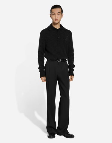 Polo majica Dolce & Gabbana Polo-shirt Long-sleeved Embroidered Logo Siva | GXZ48ZJFMIMN1254, 1