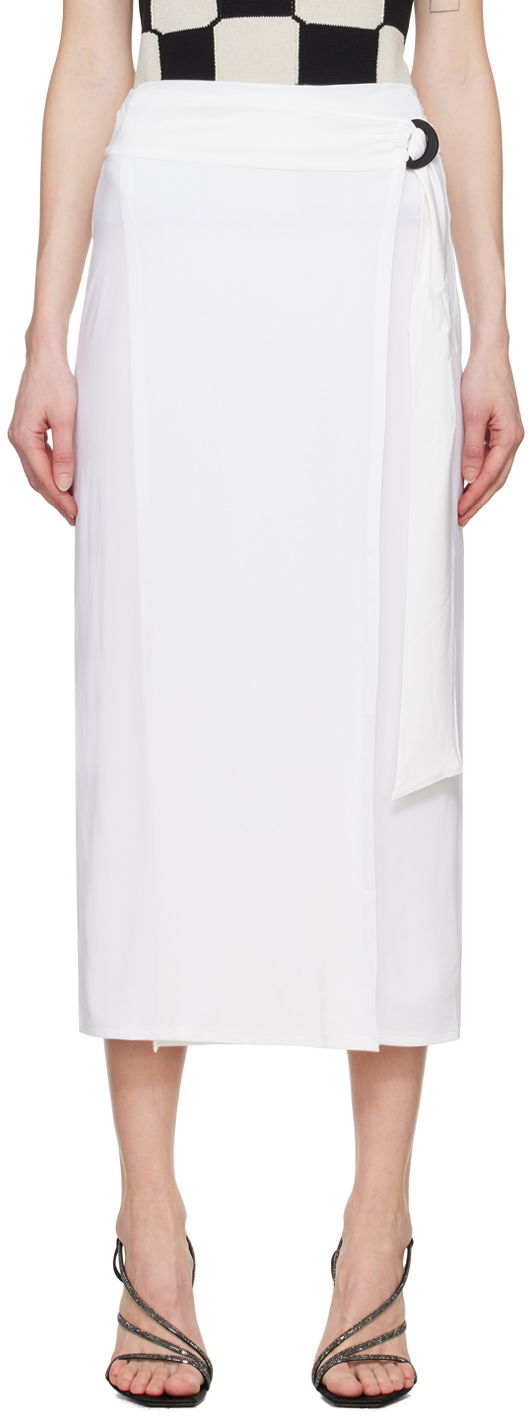 Krila Max Mara Beato Midi Wrap Skirt with Ring Detail Bela | 2416691069600